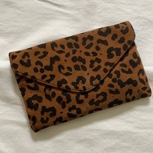 J. Crew Leopard Envelope Suede Bag